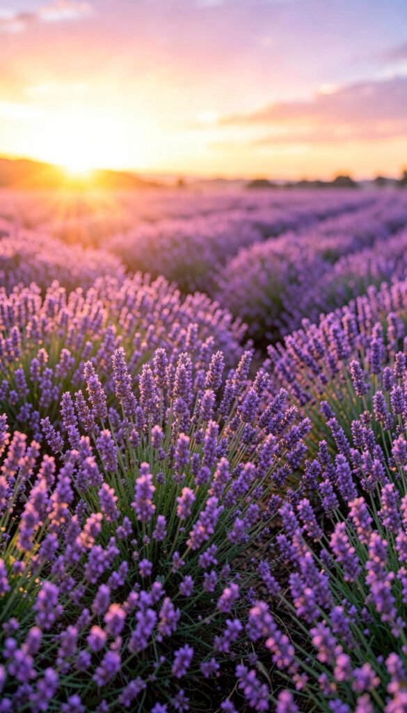 Campo de lavanda al atardecer - imágenes de flores para perfil