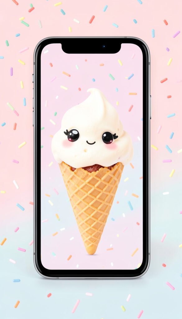 Helado sonriente - Imágenes kawaii aesthetic para perfil