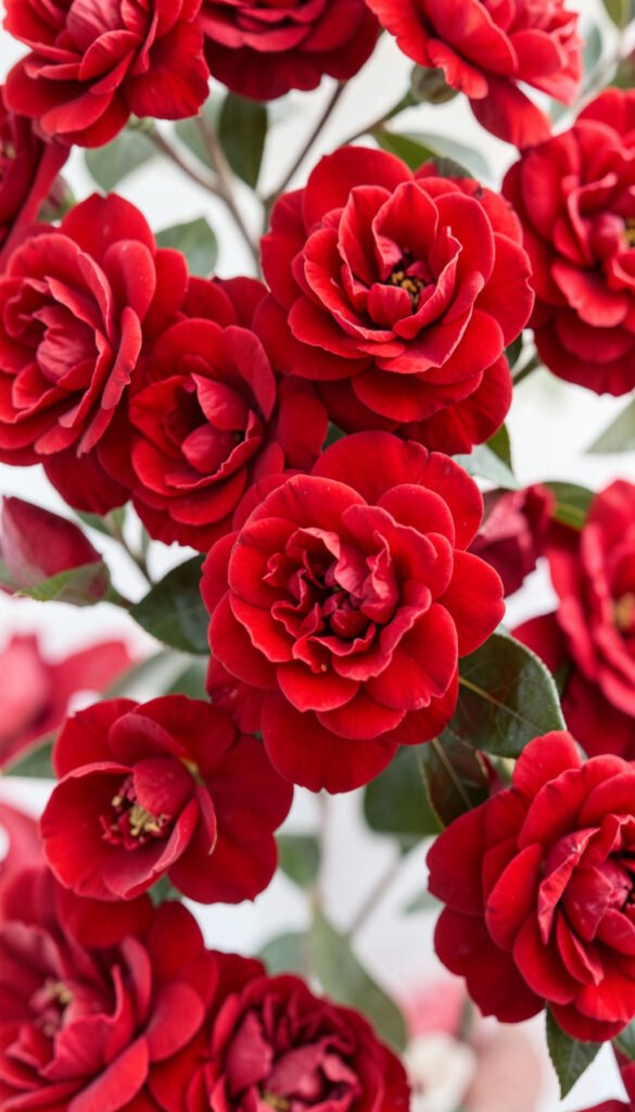 Camelias rojas románticas - flores románticas delicadas