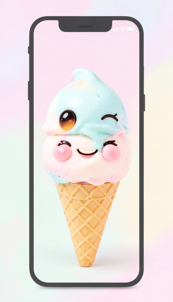Helado kawaii sonriente - fotos de perfil kawaii