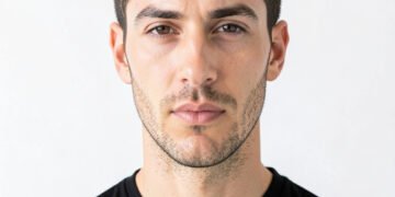 Fondo blanco con camisa negra - Fotos de perfil para hombres
