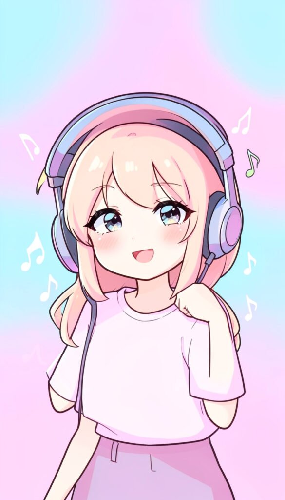 Chica con Auriculares y Música - fotos de perfil kawaii chicas