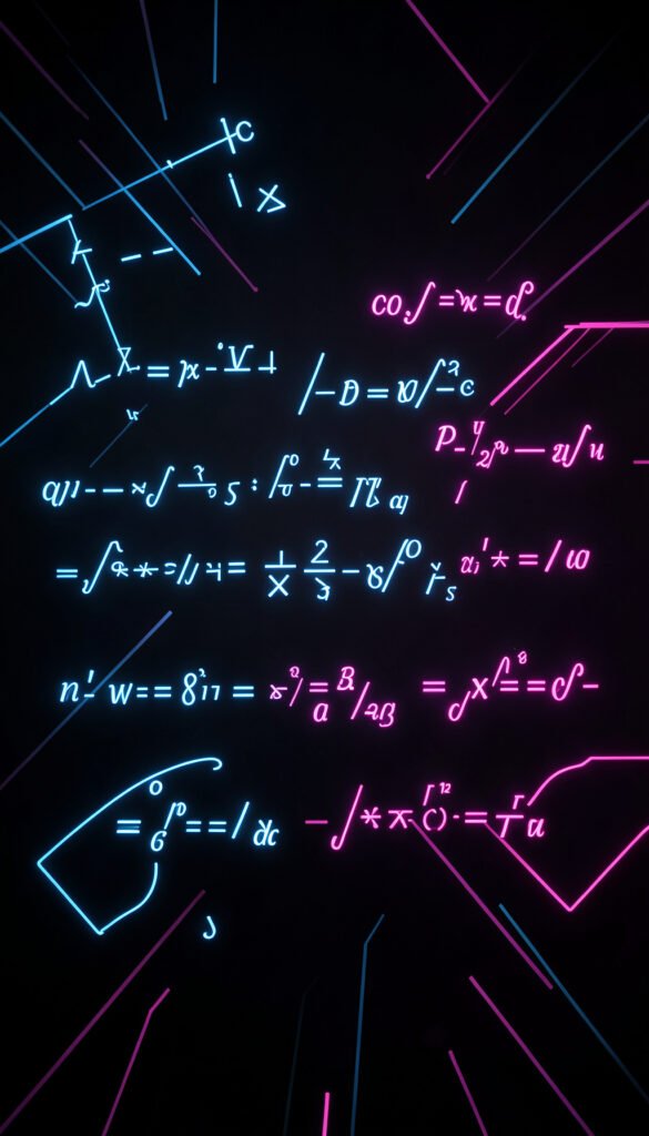 Ciencia en neón - Portadas de física con fórmulas