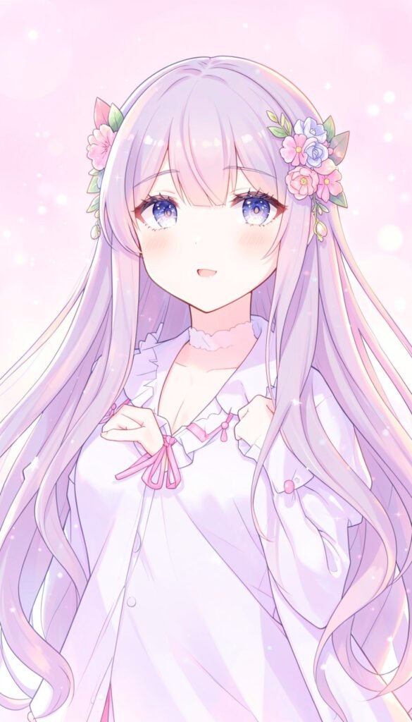 Chica con flores en el cabello - Fotos de perfil kawaii anime