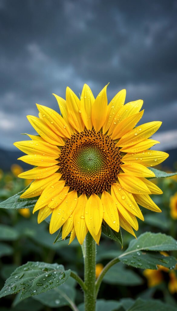 Girasol bajo la lluvia - Fotos de flores con gotas