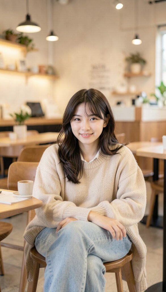 Chica linda en cafetería aesthetic - Fotos kawaii chicas lindas y