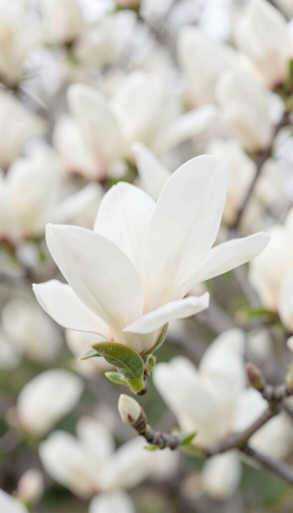 Magnolias en primer plano - flores blancas elegantes