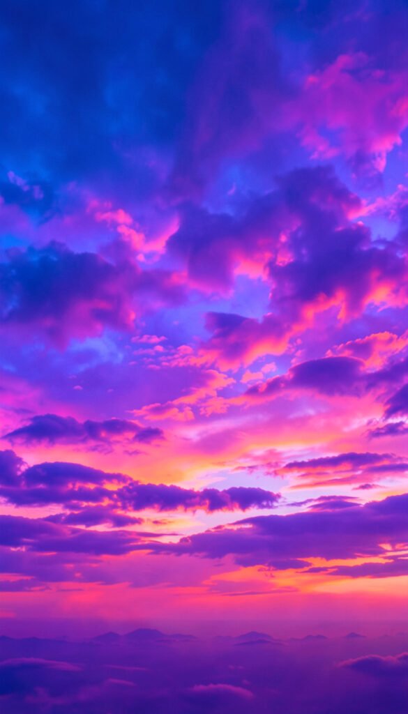 Cielo Atardecer Neón - Fondos para chicas aesthetic modernos