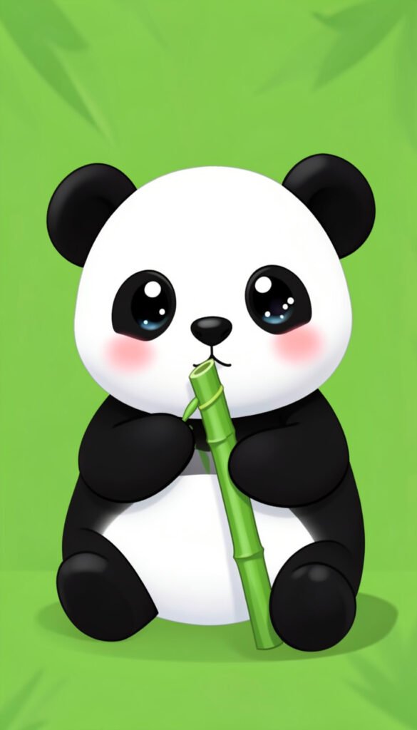 Panda jugando con bambú - Fotos de perfil kawaii de