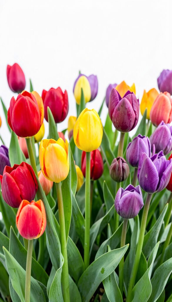 Tulipanes multicolor brillantes - imágenes de flores naturales