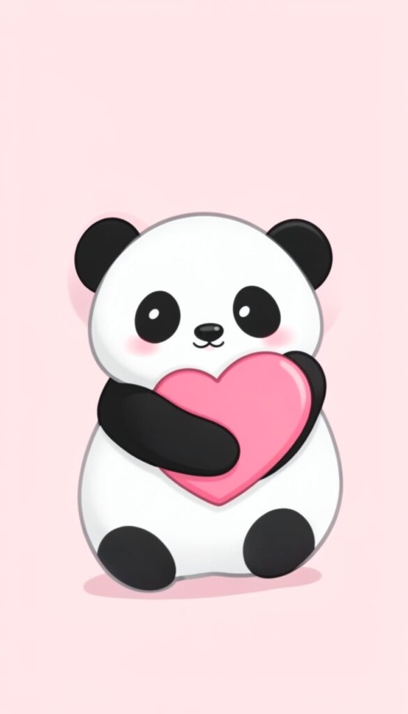 Panda abrazando corazón - fotos de perfil kawaii