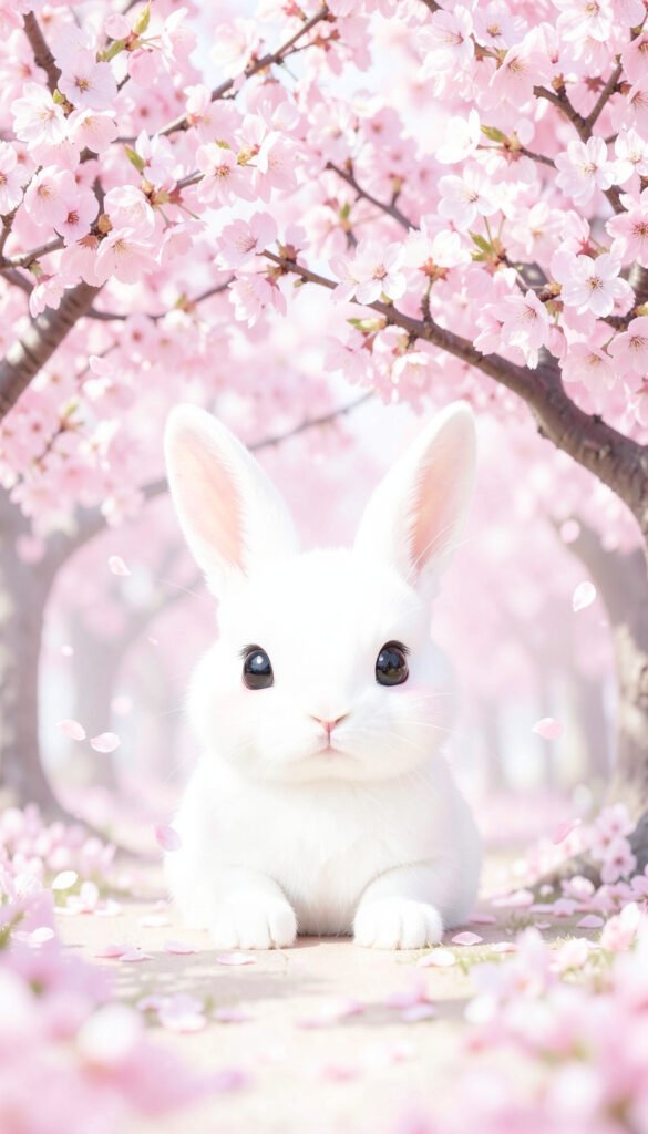 Sakura y conejito - Imágenes kawaii aesthetic para perfil