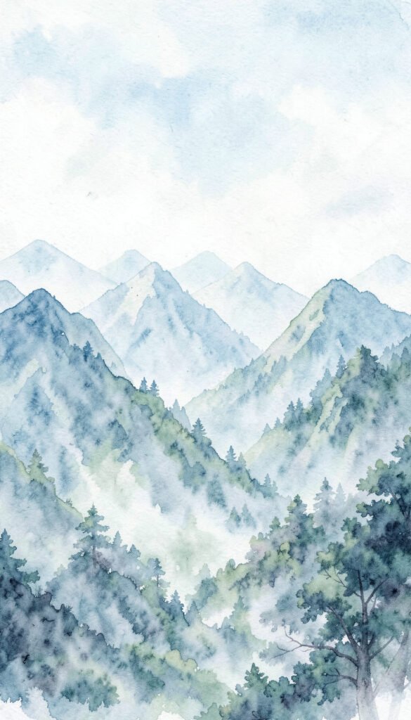 Montañas en Acuarela - Fotos aesthetic para fondo de
