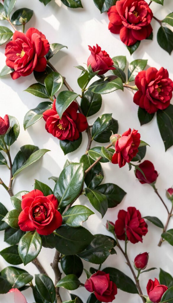 Camelias elegantes - flores naturales rojas elegantes