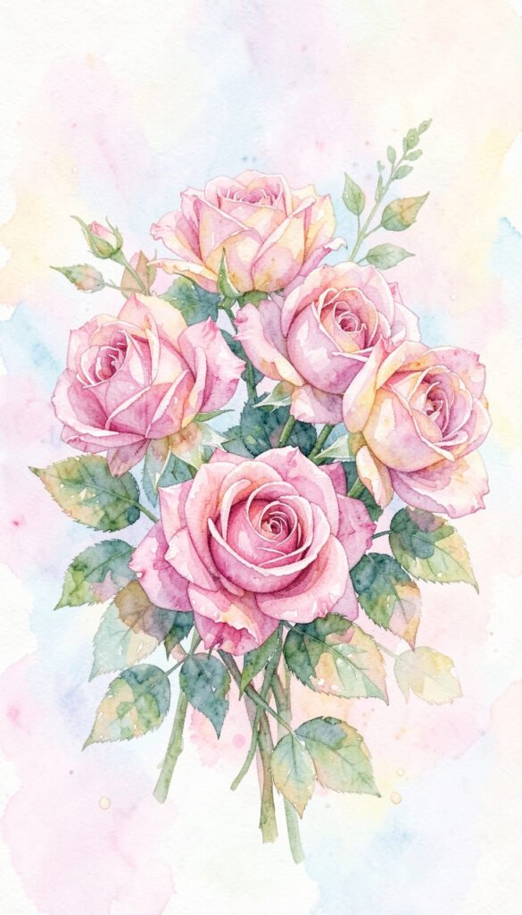 Rosas en acuarela artística - fotos de rosas hermosas HD