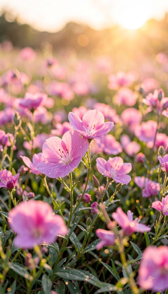 Flores silvestres rosadas al amanecer - Fotos de flores silvestres naturales