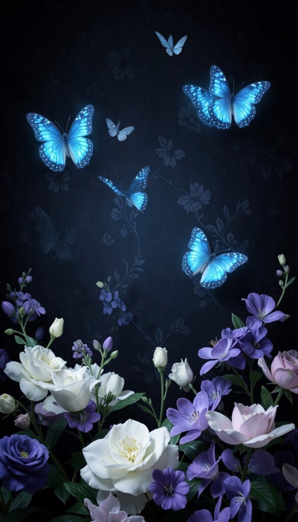 Nocturno Elegante - Mariposas y flores para perfil