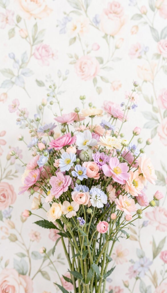 Ramo de flores silvestres pastel - flores románticas delicadas