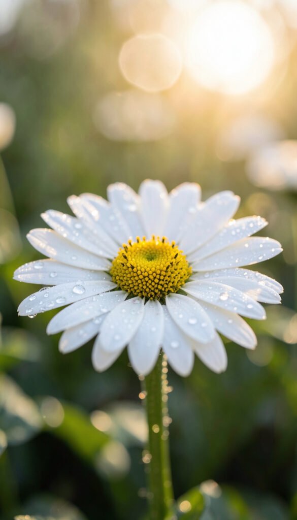 Margarita fresca al amanecer - flores macro alta resolución