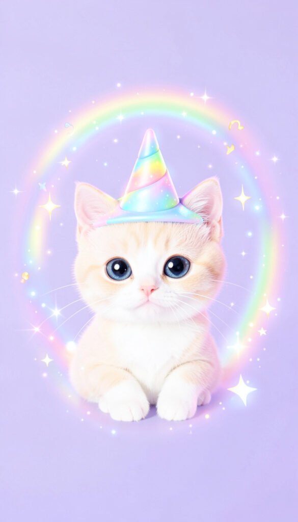 Gatito con gorro de unicornio - Fotos de perfil kawaii de
