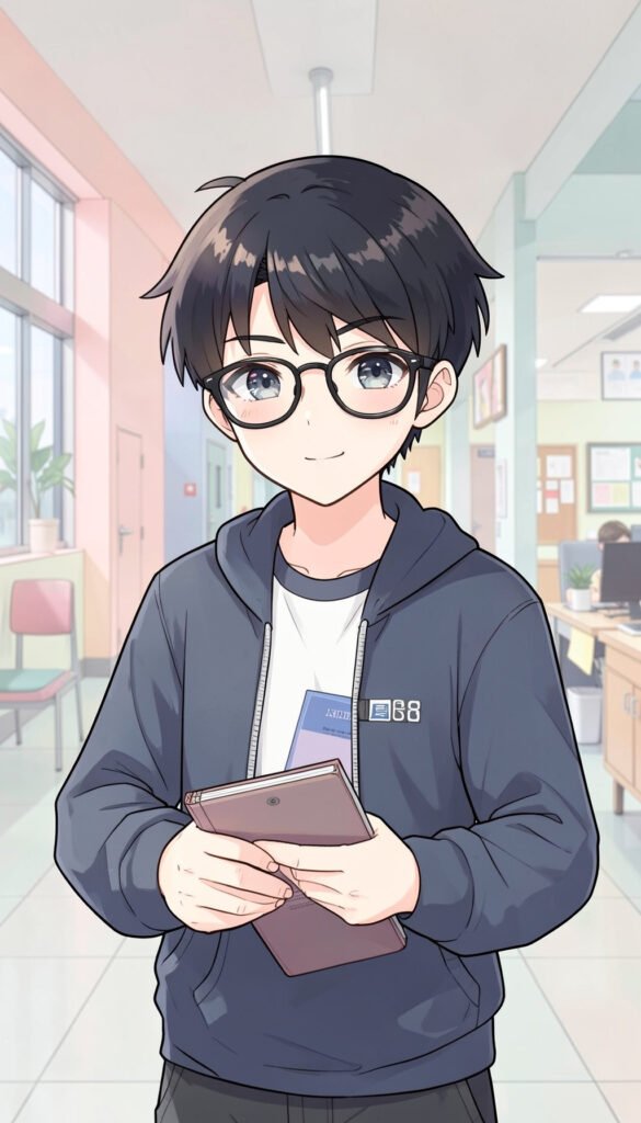 Chico con gafas y libros - Fotos de perfil kawaii anime