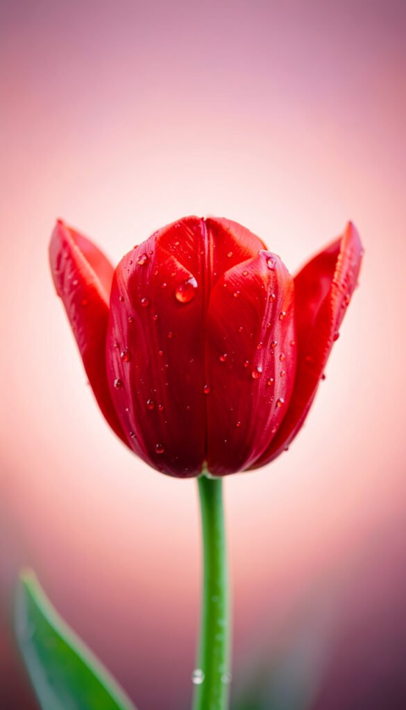 Tulipán rojo pasión - Fotos de flores con gotas
