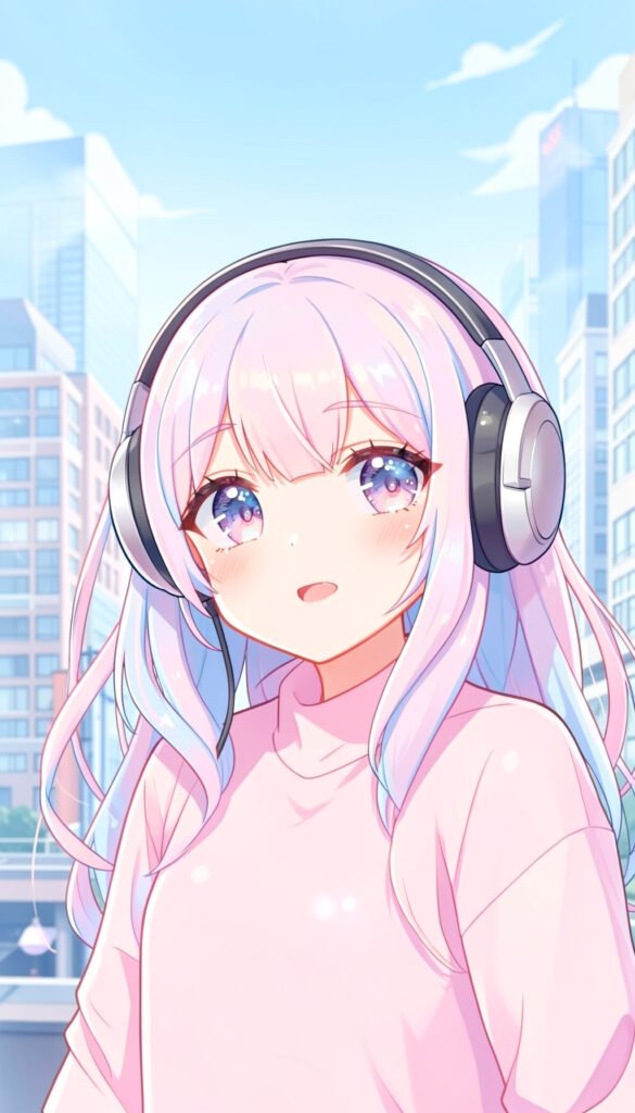 Chica anime con auriculares - Fotos de perfil kawaii anime