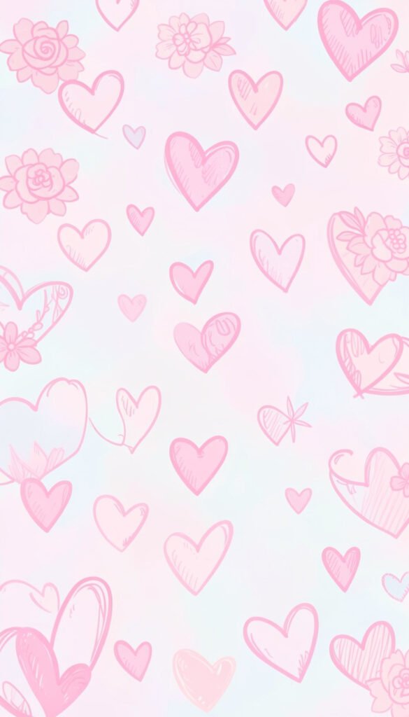 Corazones Estilo Doodle Rosa - Fotos de perfil aesthetic rosa