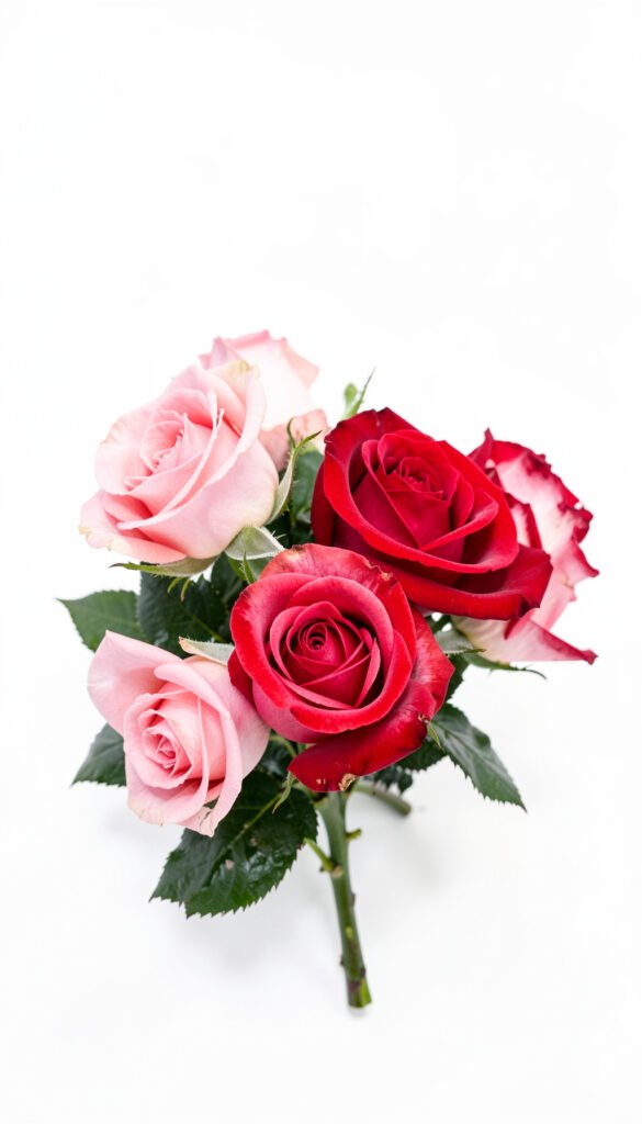 Rosas clásicas sobre fondo blanco - Fondos de flores para móvil