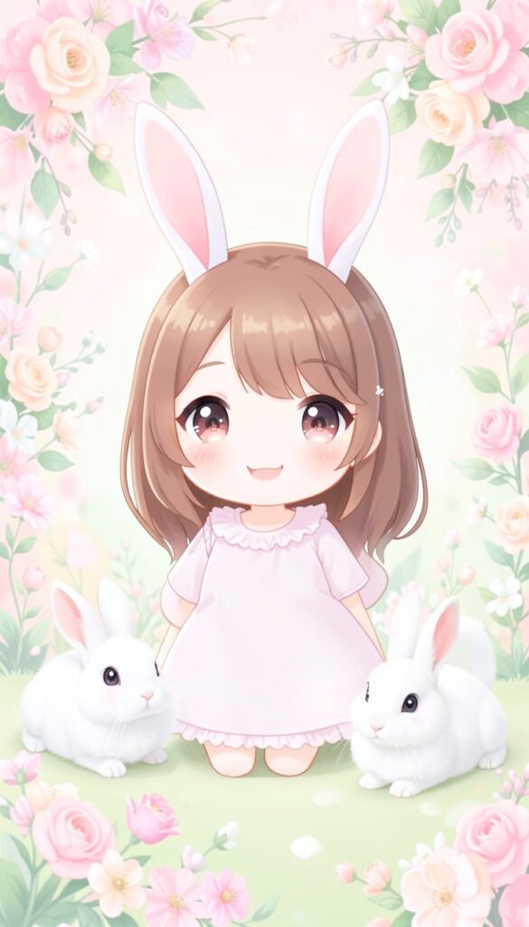 Conejitos y Flores - fotos de perfil kawaii chicas