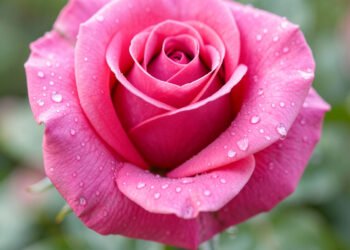 Rosa rosa brillante - Fotos de flores con gotas