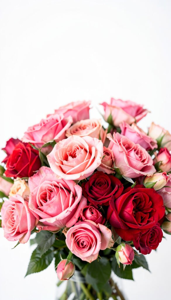 Bouquet mixto rosa-rojo - Fotos de flores rosas rojas