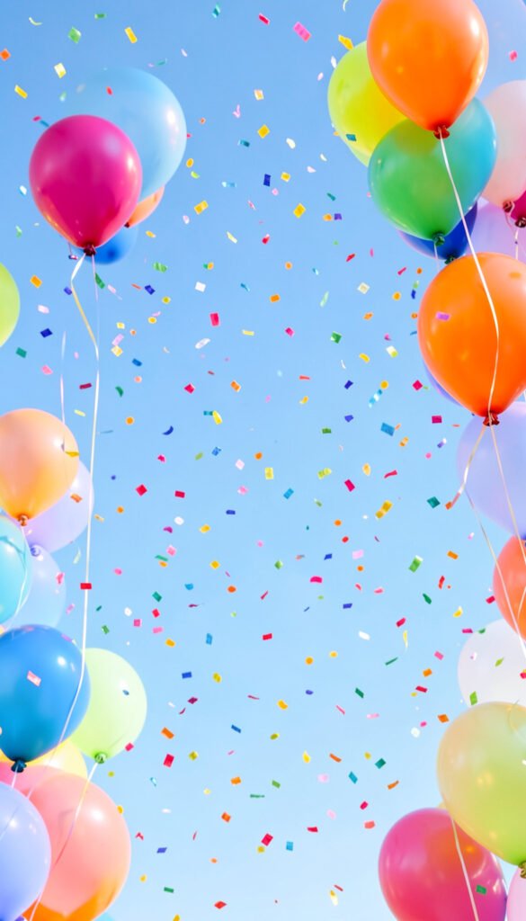 Globos y confeti - Fondos para niños coloridos y