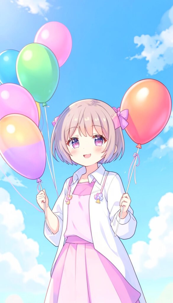 Niña anime con globos - Fotos de perfil kawaii anime