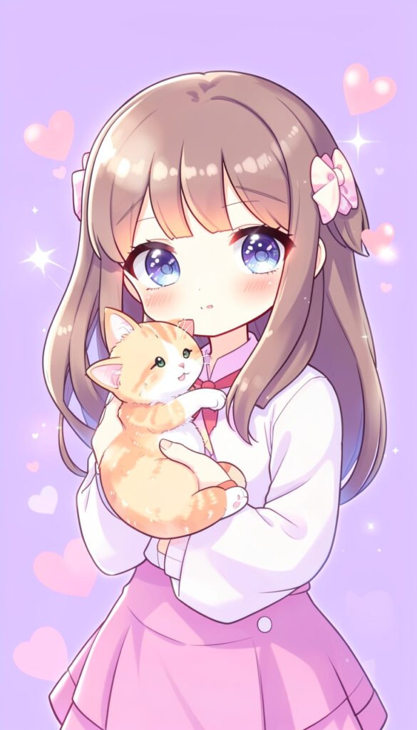 Gatito Aesthetic y Corazones - fotos de perfil kawaii chicas