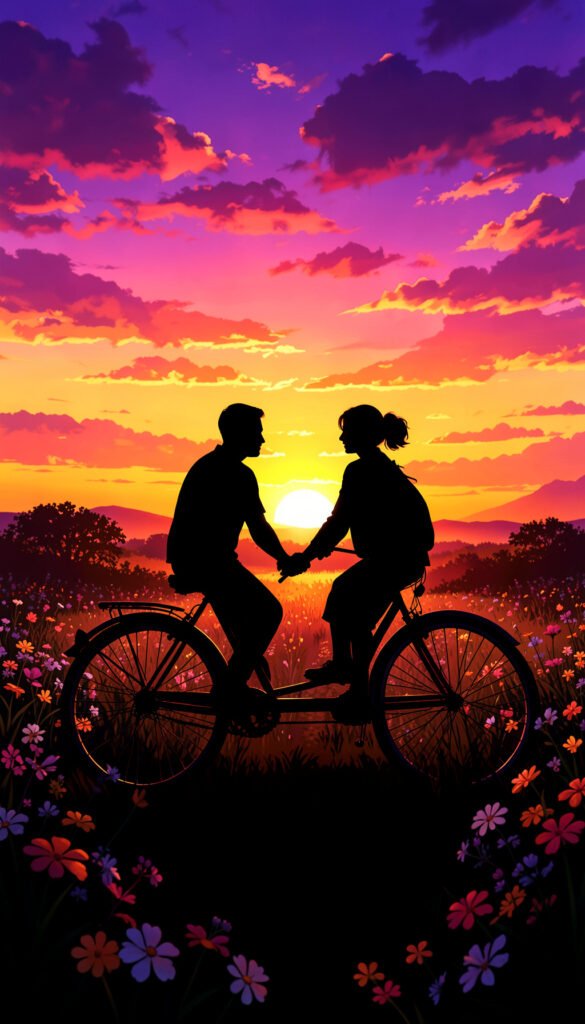 Pareja en bicicleta - Fondos románticos para WhatsApp para