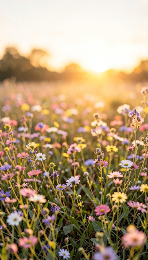 Flores silvestres al atardecer - Imágenes de flores para fotos