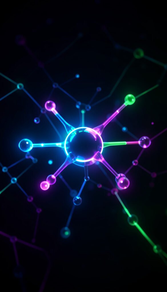 Átomos en neón - Carátulas de química para Facebook