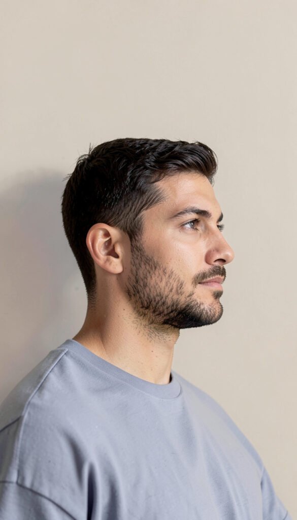Tonos neutros y mirada lateral - Fotos de perfil para hombres