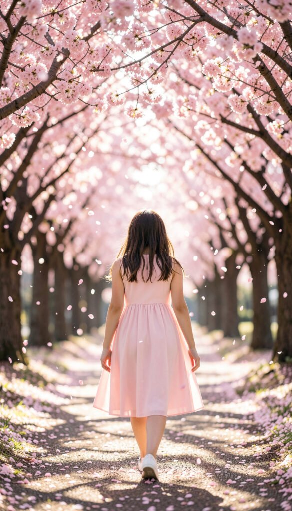 Chica y Cerezos - imágenes chicas aesthetic rosa