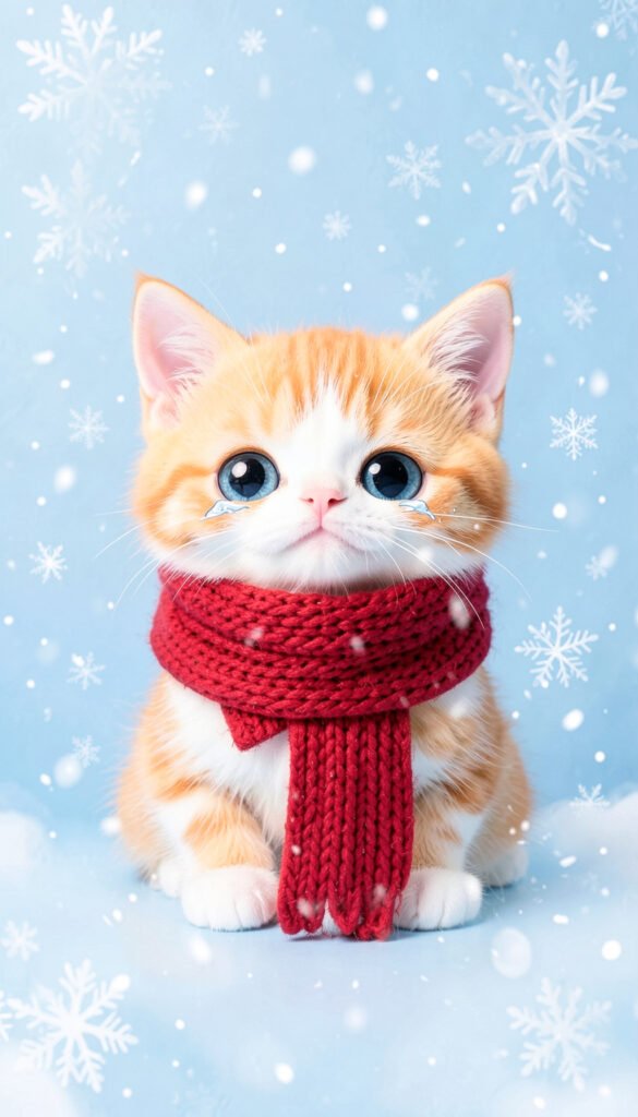 Gatito con bufanda de invierno - Fotos de perfil kawaii de