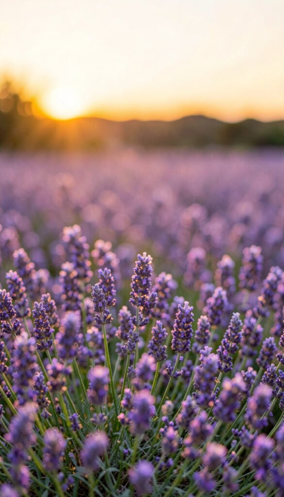 Lavanda al atardecer - Imágenes de flores con fondo