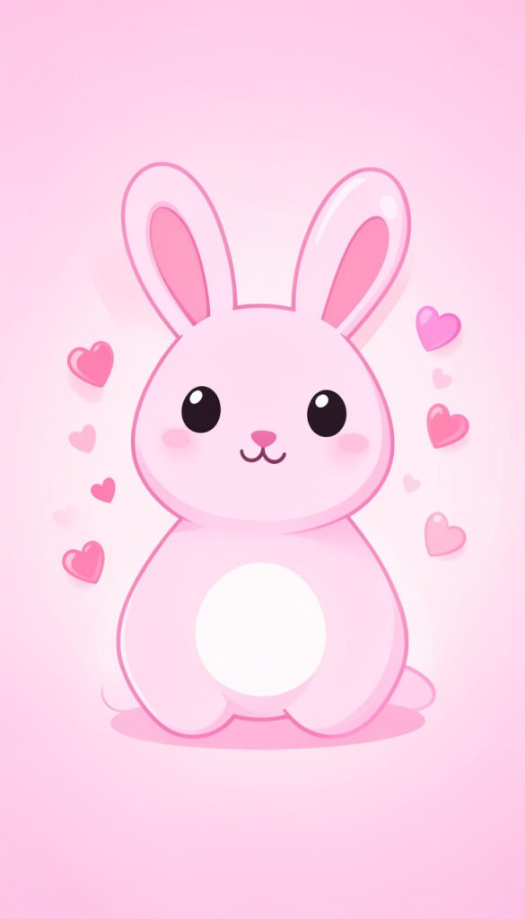 Conejito rosa con corazones - fotos de perfil kawaii