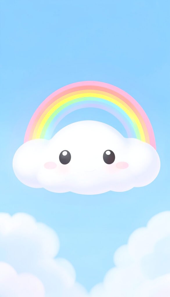 Nube feliz con arcoíris - fotos de perfil kawaii