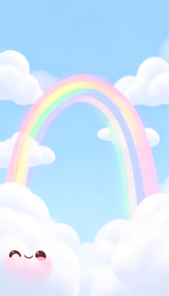 Nubes sonrientes y arcoíris - Imágenes kawaii aesthetic para perfil
