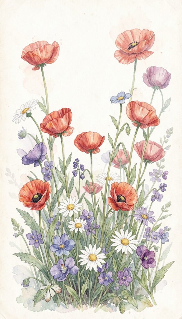 Jardín Ilustrado - Fondos de flores vintage aesthetic