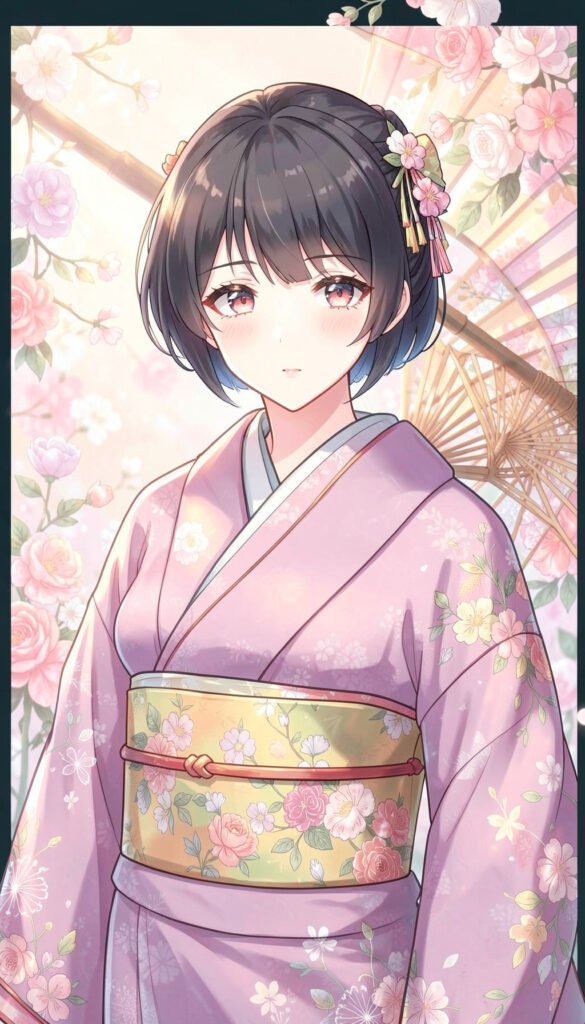 Personaje anime en kimono tradicional - Imágenes anime para perfil elegantes