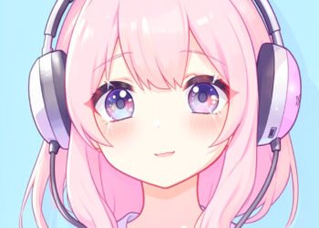 Chica kawaii con auriculares - Fotos de perfil kawaii aesthetic
