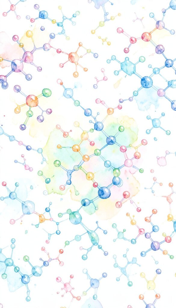 Moleculas en acuarela - Portadas de química con elementos