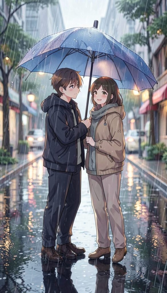 Pareja bajo lluvia - Fondos para WhatsApp perfil de